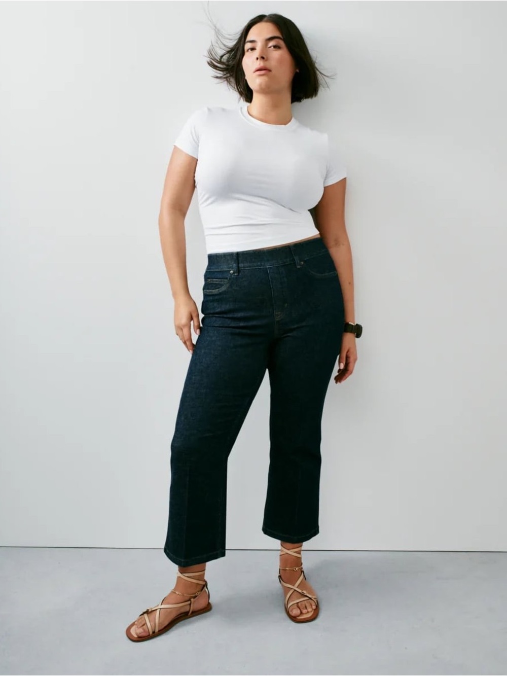 SPANX shape Kick Flare Jeans Raw Indigo Size Small